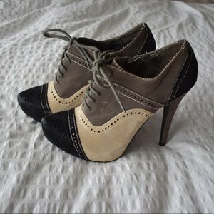 Wild Rose Lace Up Color Block Oxford Bootie